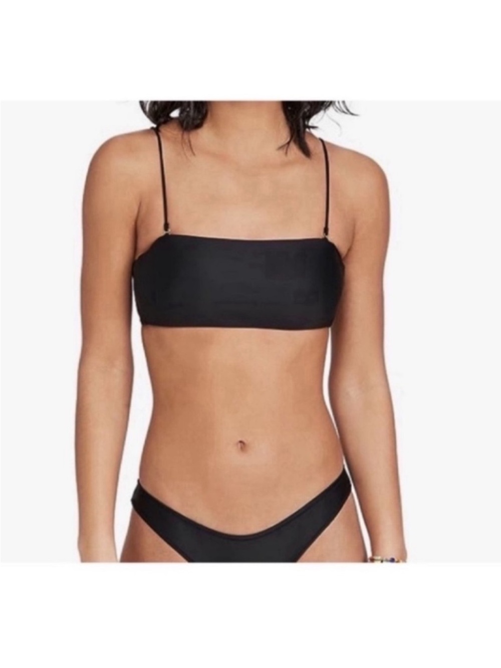 NWT Madewell Second Wave Black Bandeau Bikini Top Size L Removable Straps MD327